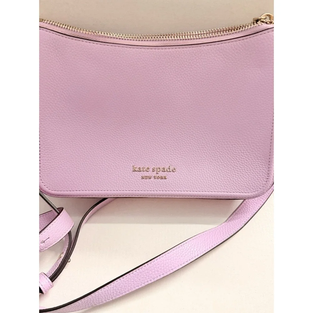 Kate Spade Lilac Pebbled Leather Woven Shoulder Crossbody Bag Dust Bag Included